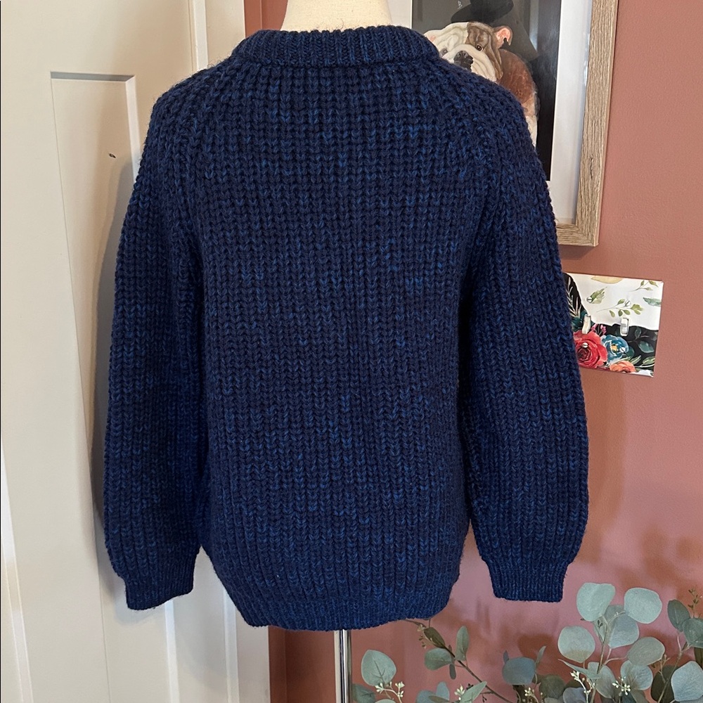 Vintage Cornish Jumpers Pure Wool Navy Royal Blue Women's M collar Sweater - Picture 8 of 13